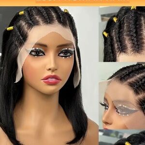 Lace Front Bob Wig with Braided Top. 100% Human Hair